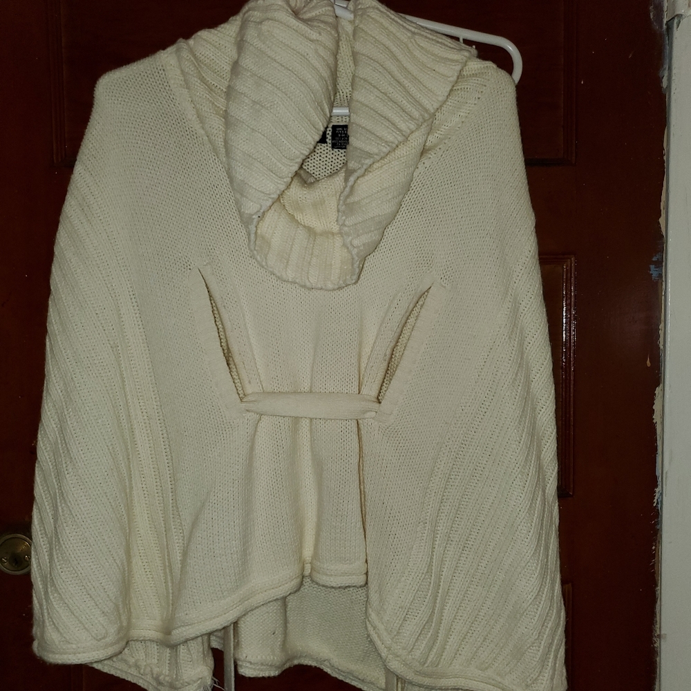 Cream knit poncho